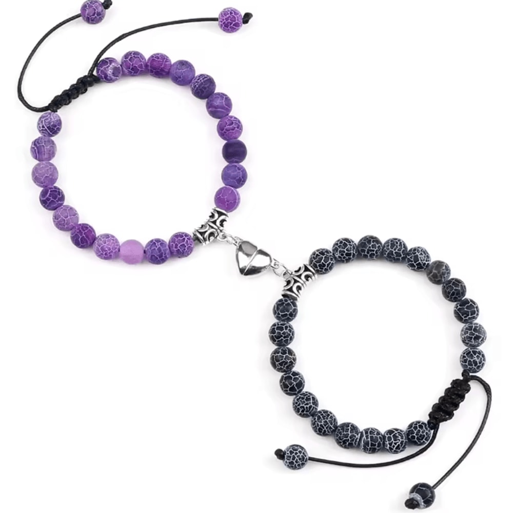 UnityMag Heart Natural Stone Couples Bracelets Adjustable Distance Beads Set For Lovers Friends 16