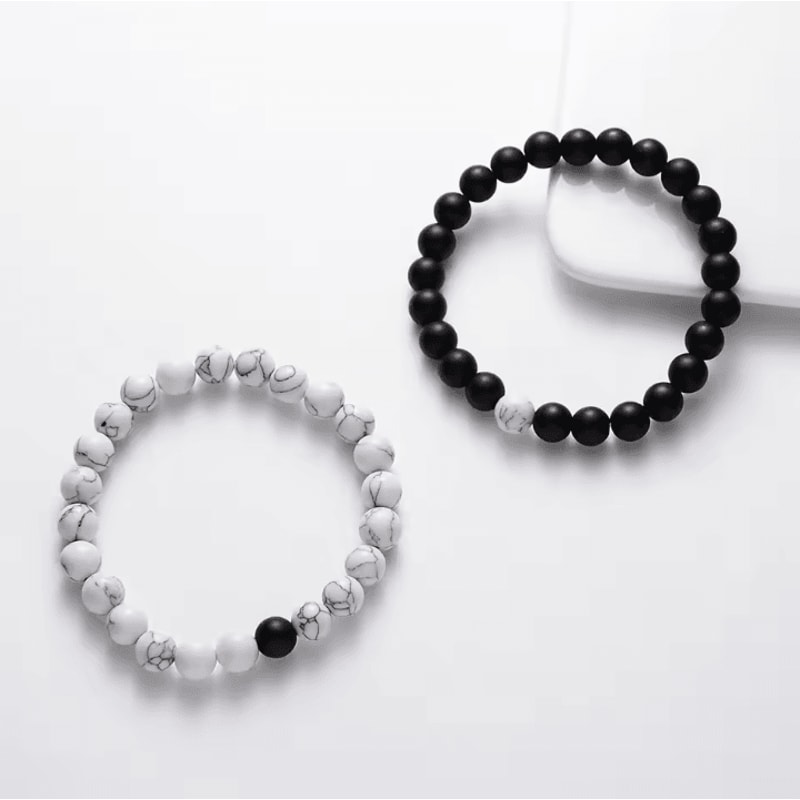 UnityRocks 2Piece Couples Lava Tiger Eye Bracelets Natural Stone Distance Beaded Set For Men Wom 4