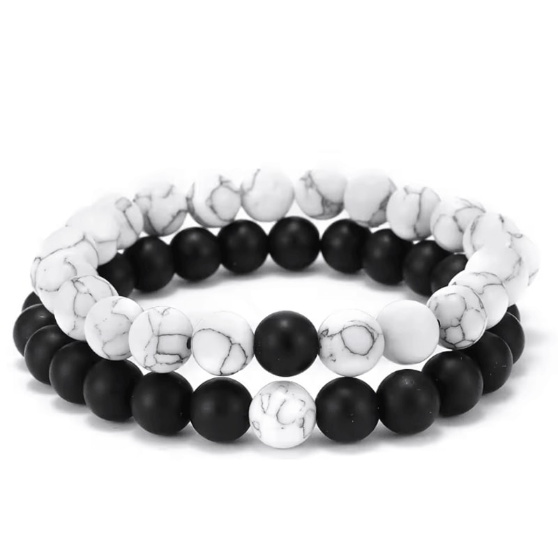 UnityRocks 2Piece Couples Lava Tiger Eye Bracelets Natural Stone Distance Beaded Set For Men Wom 5