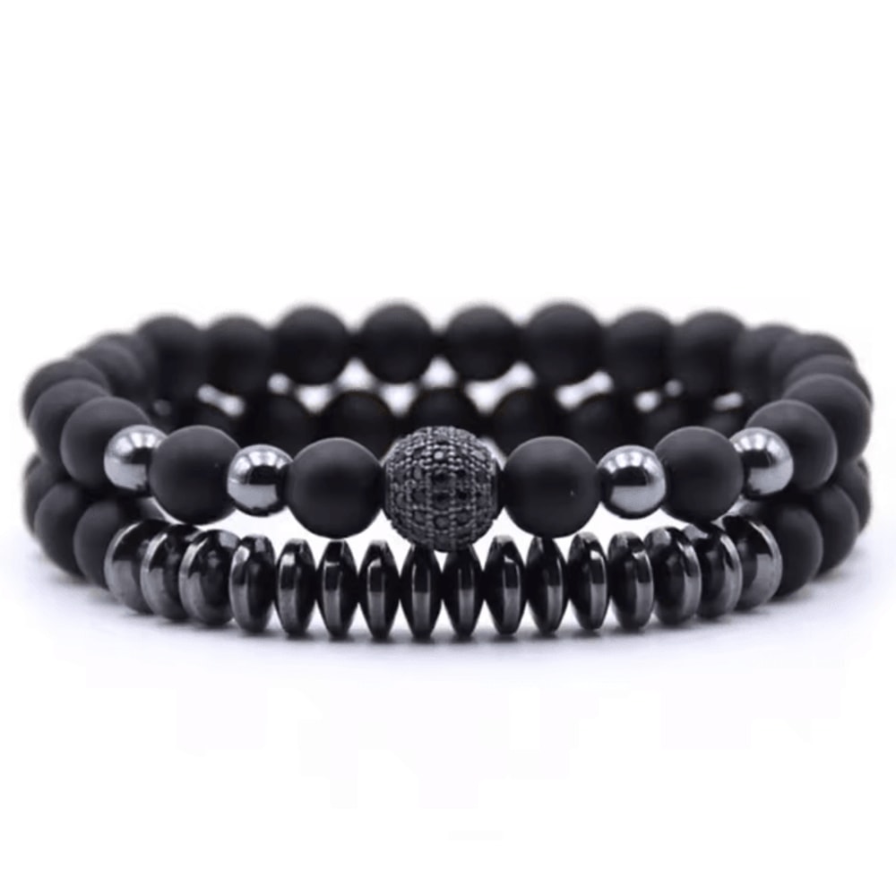 UnityRocks 2Piece Couples Lava Tiger Eye Bracelets Natural Stone Distance Beaded Set For Men Wom 7