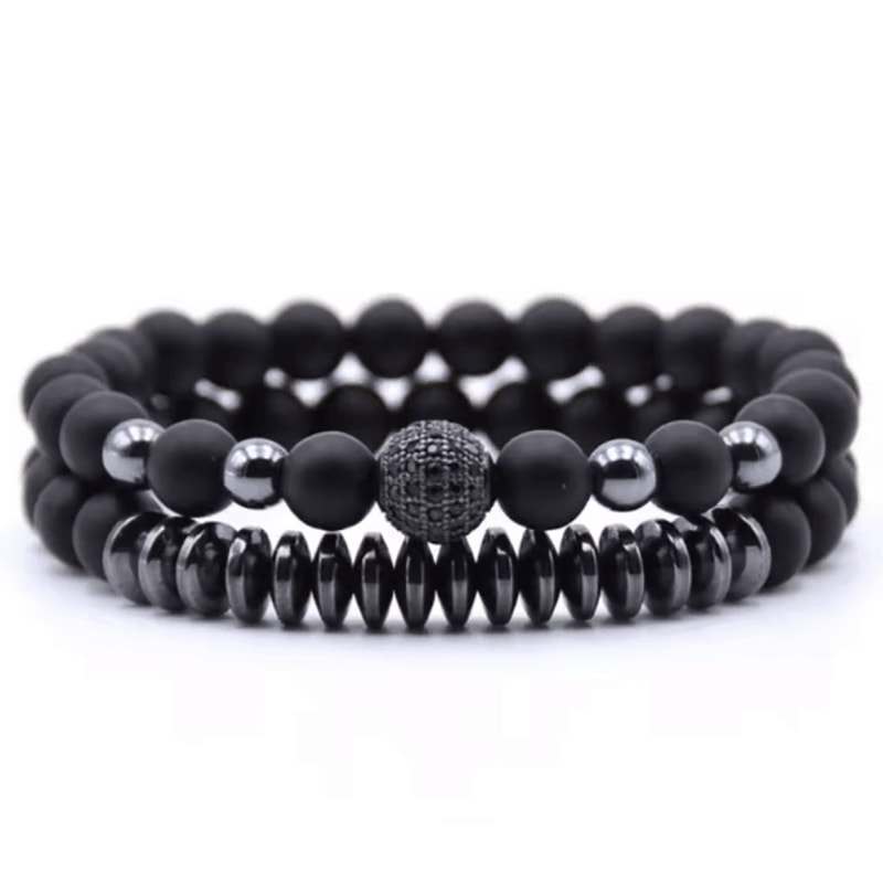 UnityRocks 2Piece Couples Lava Tiger Eye Bracelets Natural Stone Distance Beaded Set For Men Wom 7