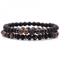 UnityRocks 2Piece Couples Lava Tiger Eye Bracelets Natural Stone Distance Beaded Set For Men Wom 8