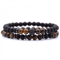 UnityRocks 2Piece Couples Lava Tiger Eye Bracelets Natural Stone Distance Beaded Set For Men Wom 8