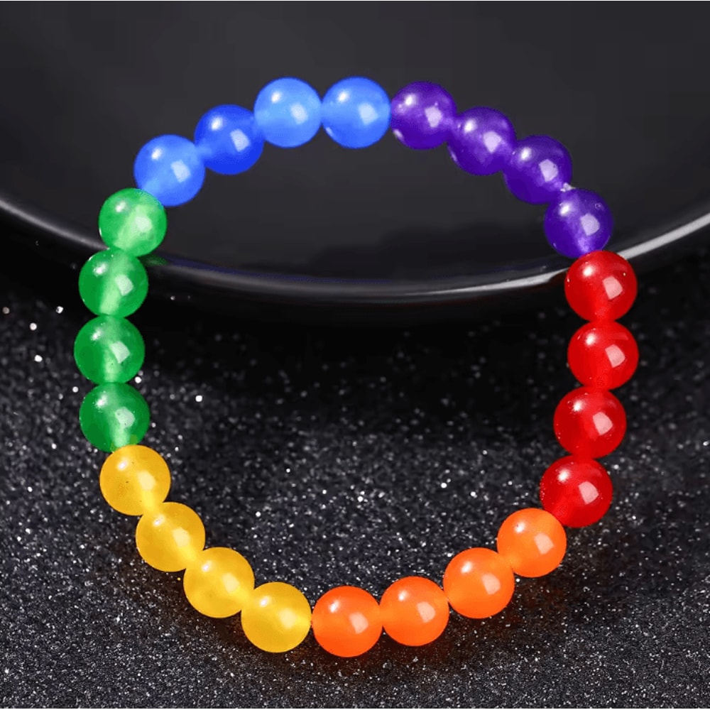 RainbowUnity Natural Stone Bead Bracelet SixColor Couples LGBT Pride Jewelry For Yoga Meditation 1