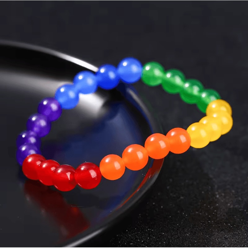 RainbowUnity Natural Stone Bead Bracelet SixColor Couples LGBT Pride Jewelry For Yoga Meditation 2