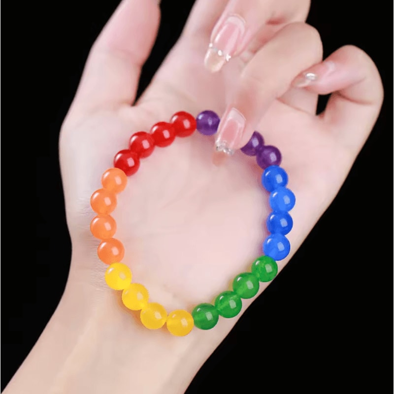 RainbowUnity Natural Stone Bead Bracelet SixColor Couples LGBT Pride Jewelry For Yoga Meditation 4