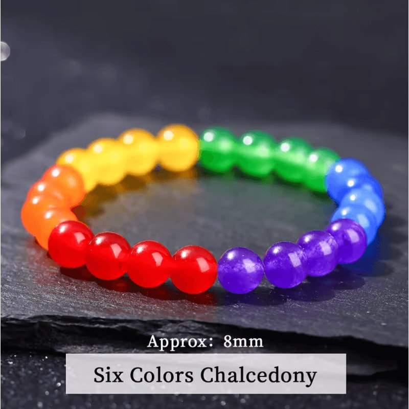RainbowUnity Natural Stone Bead Bracelet SixColor Couples LGBT Pride Jewelry For Yoga Meditation 6