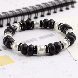 unitycircle natural stone beaded bracelets – elastic couples & distance charm set for men & women