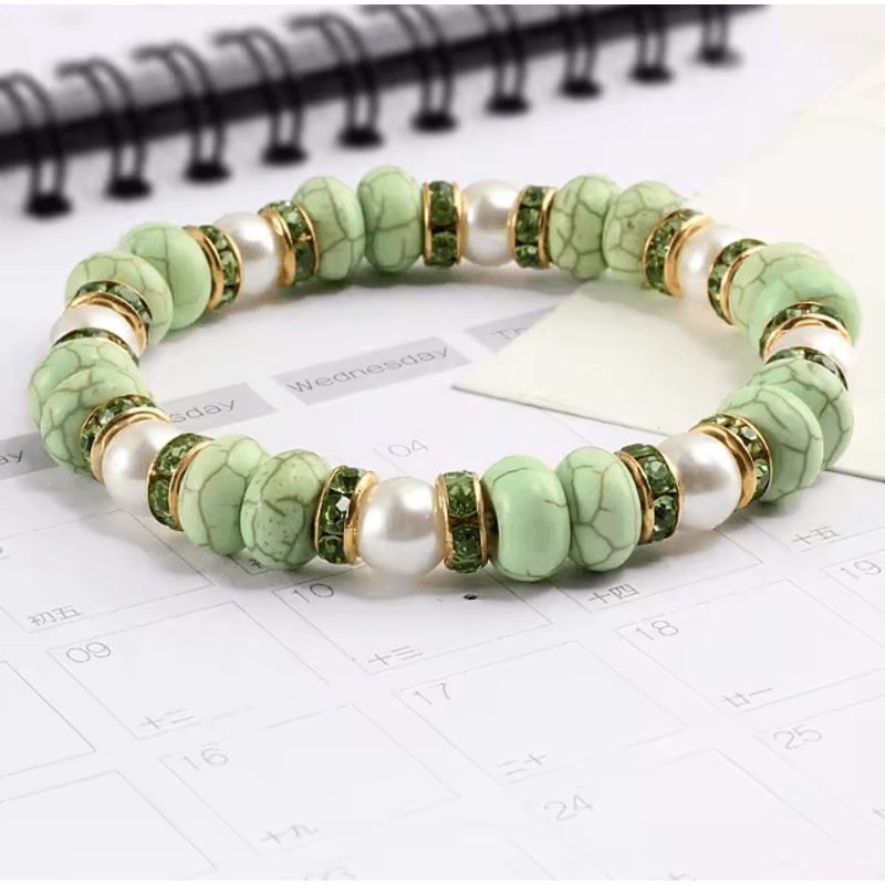 UnityCircle Natural Stone Beaded Bracelets Elastic Couples Distance Charm Set For Men Women 1