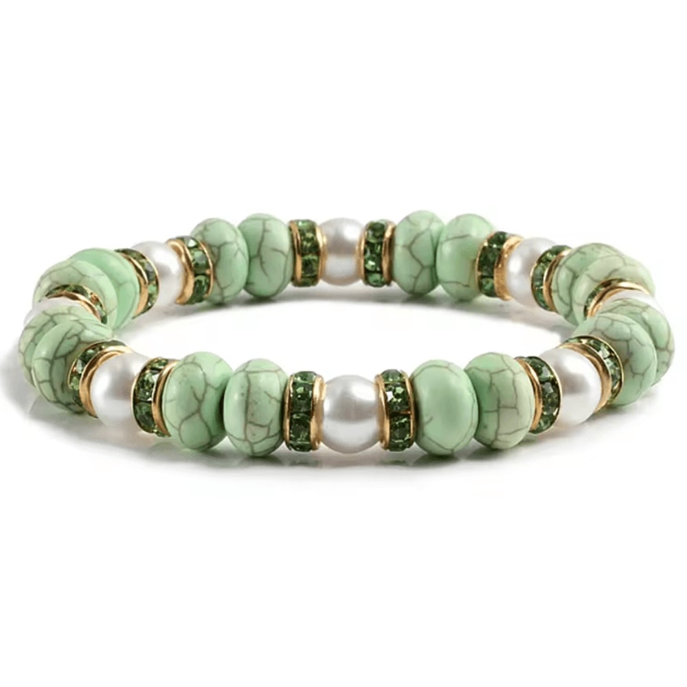 UnityCircle Natural Stone Beaded Bracelets Elastic Couples Distance Charm Set For Men Women 4