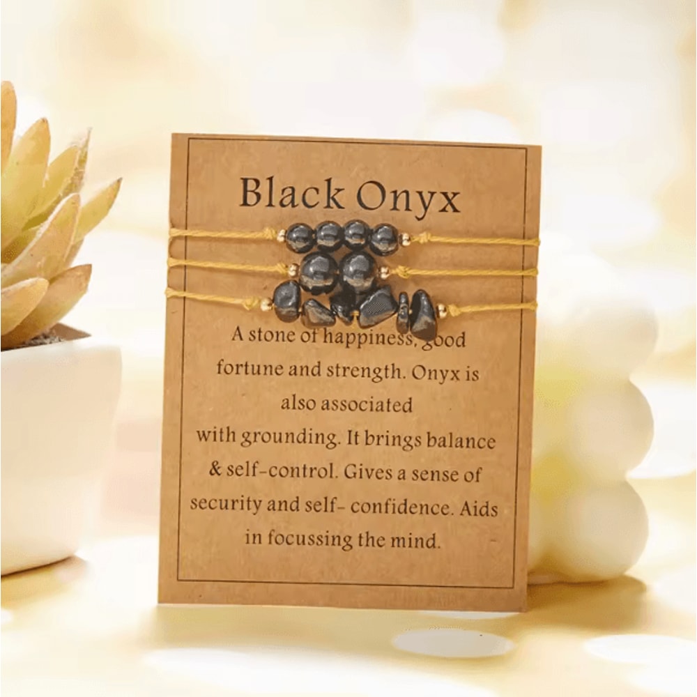 Harmony Trio Natural Stone Couples Family Bracelets 3Piece Distance Bead Set For Men Women Kids 9