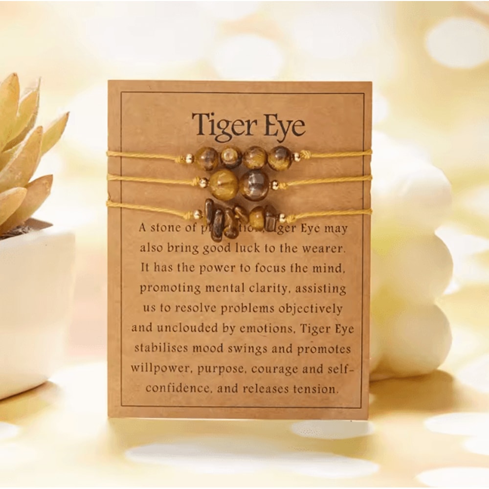 Harmony Trio Natural Stone Couples Family Bracelets 3Piece Distance Bead Set For Men Women Kids 10