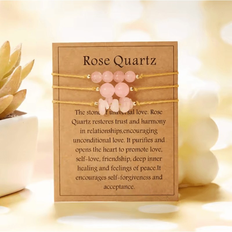 Harmony Trio Natural Stone Couples Family Bracelets 3Piece Distance Bead Set For Men Women Kids 12