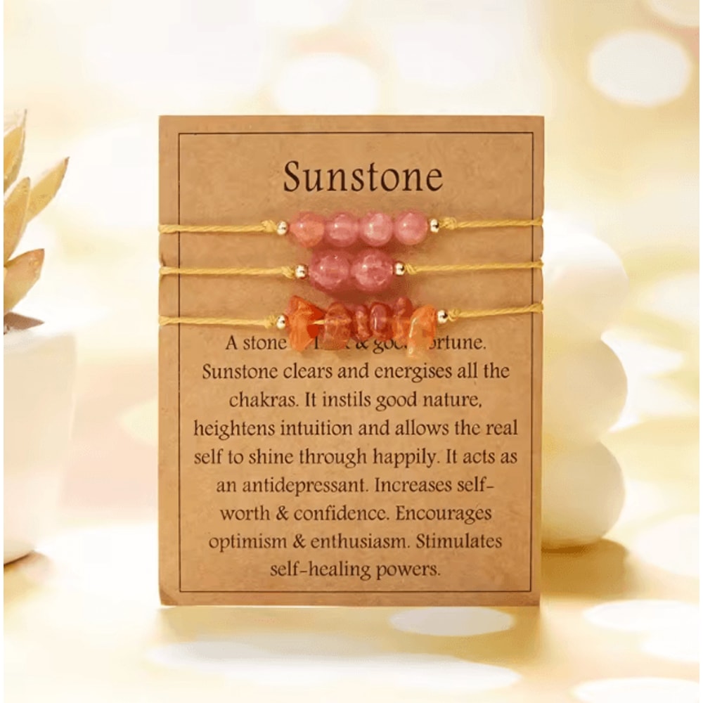 Harmony Trio Natural Stone Couples Family Bracelets 3Piece Distance Bead Set For Men Women Kids 13