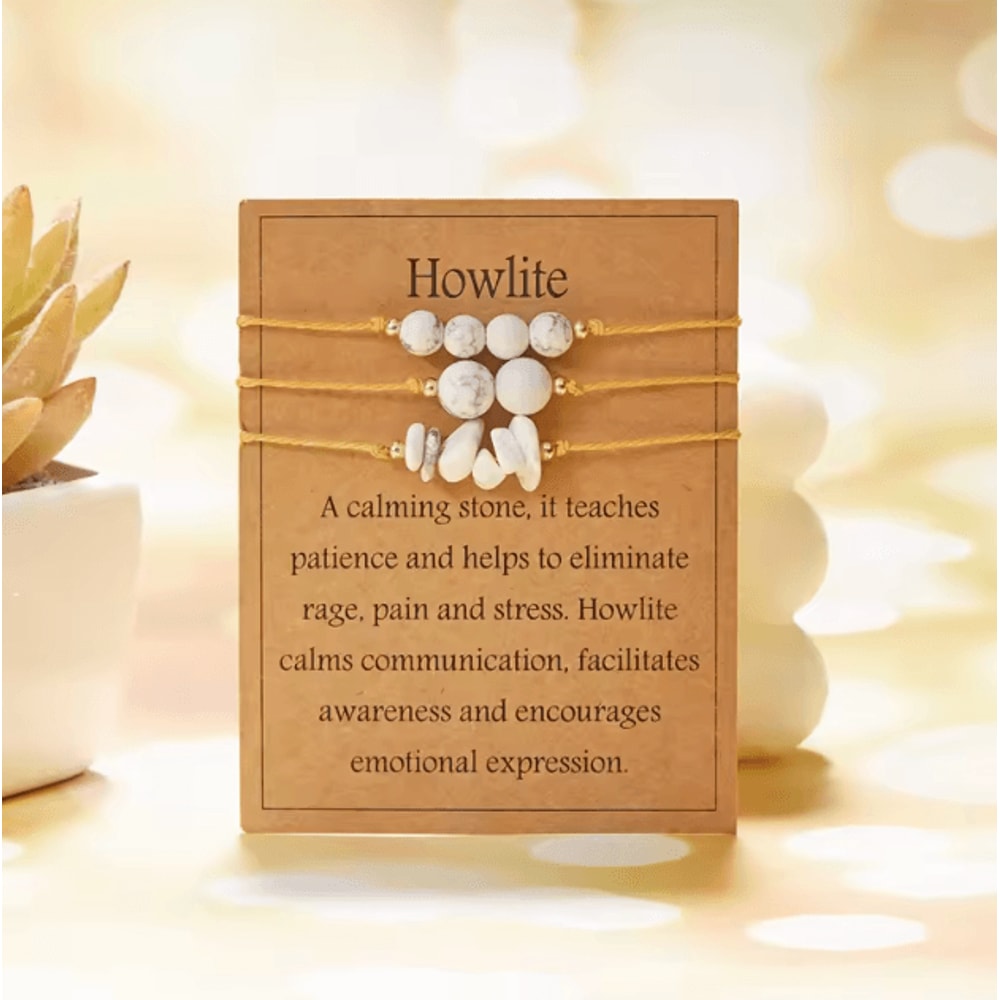 Harmony Trio Natural Stone Couples Family Bracelets 3Piece Distance Bead Set For Men Women Kids 15