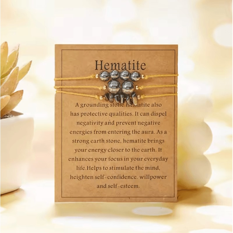 Harmony Trio Natural Stone Couples Family Bracelets 3Piece Distance Bead Set For Men Women Kids 8