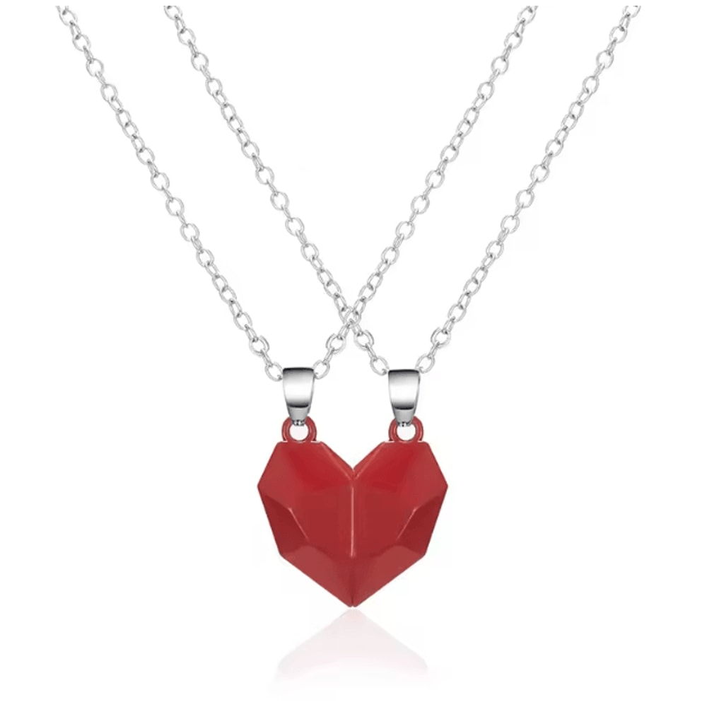 HeartbeatLove Magnetic Couple Pendant Necklace Electrocardiogram Heart Jewelry Gift Set 9