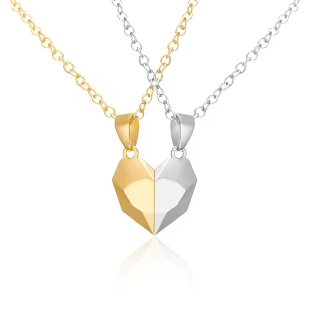 HeartbeatLove Magnetic Couple Pendant Necklace Electrocardiogram Heart Jewelry Gift Set 12