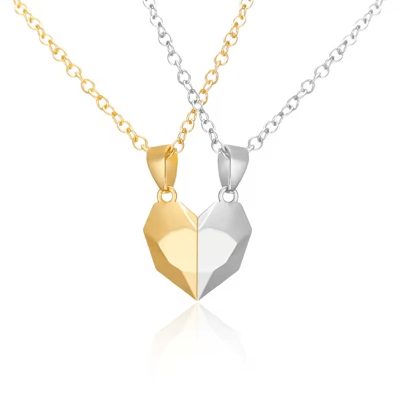 HeartbeatLove Magnetic Couple Pendant Necklace Electrocardiogram Heart Jewelry Gift Set 12