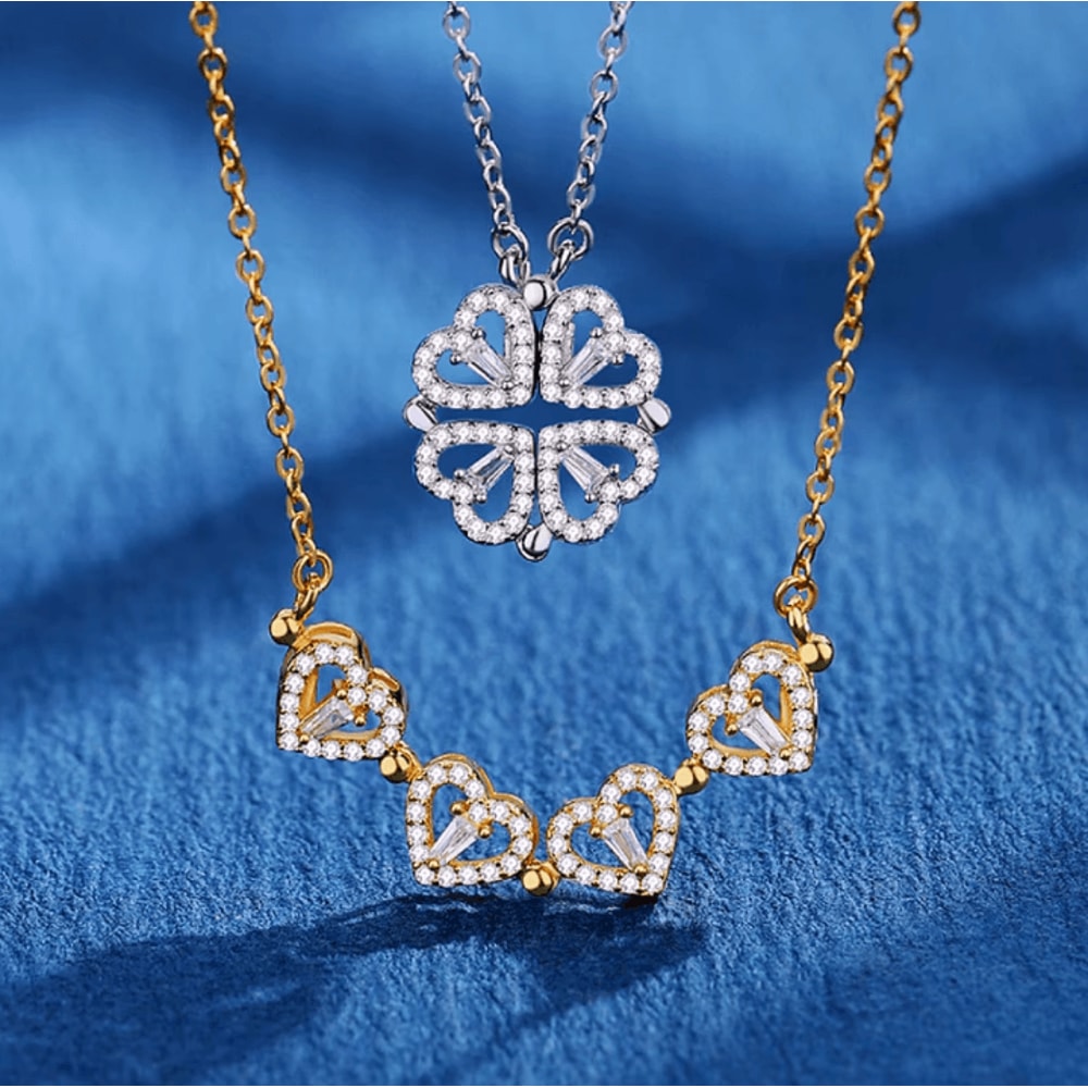 EternaLove 316L Stainless Steel Magnetic Pendant Necklace Heart Clover Jewelry Gift For Women 0