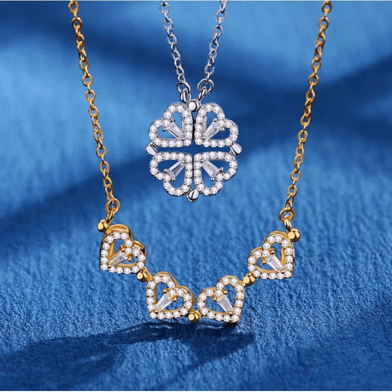 EternaLove 316L Stainless Steel Magnetic Pendant Necklace Heart Clover Jewelry Gift For Women 0