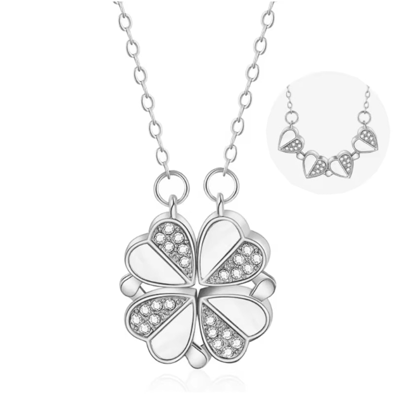 EternaLove 316L Stainless Steel Magnetic Pendant Necklace Heart Clover Jewelry Gift For Women 15