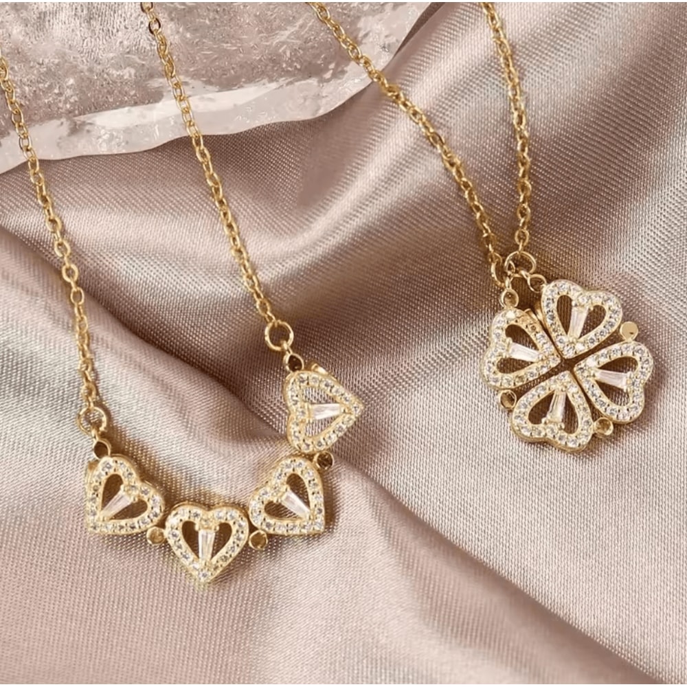 EternaLove 316L Stainless Steel Magnetic Pendant Necklace Heart Clover Jewelry Gift For Women 1