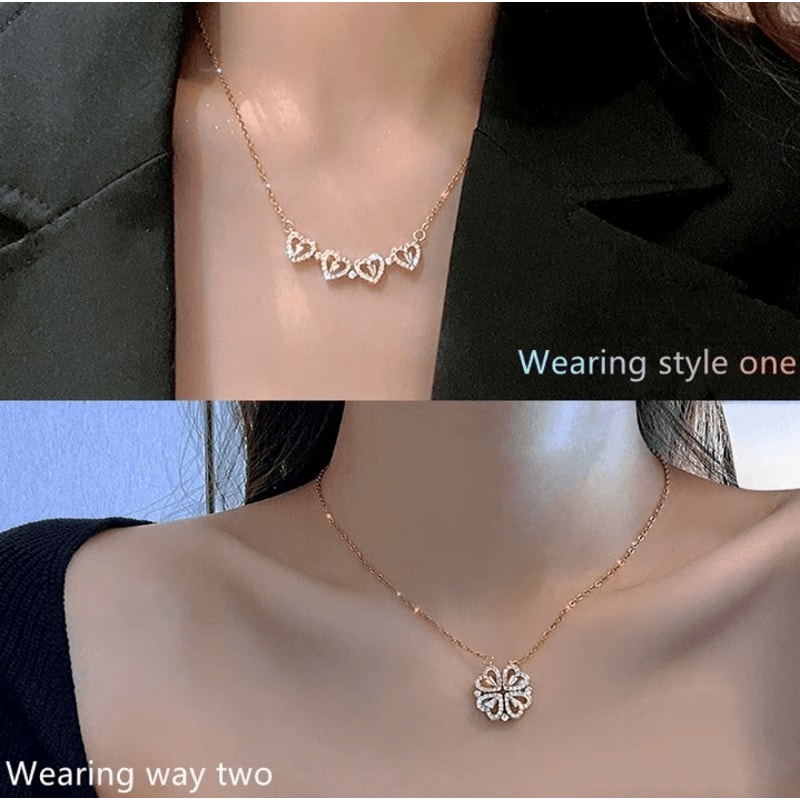 EternaLove 316L Stainless Steel Magnetic Pendant Necklace Heart Clover Jewelry Gift For Women 4