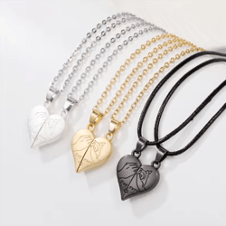 heartbeatunion magnetic couple pendant necklace – electrocardiogram heart jewelry gift set