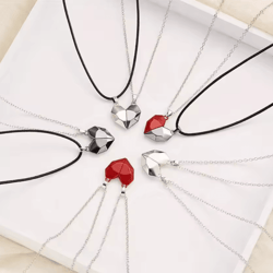 eternalbond 2-piece magnetic heart couple necklace – silver love pendant set for valentines & special occasions