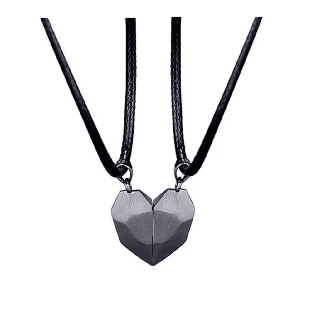 EternalBond 2Piece Magnetic Heart Couple Necklace Silver Love Pendant Set For Valentines Special 7
