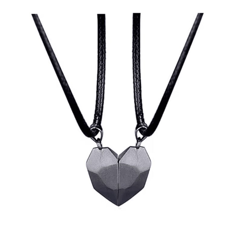 EternalBond 2Piece Magnetic Heart Couple Necklace Silver Love Pendant Set For Valentines Special 7