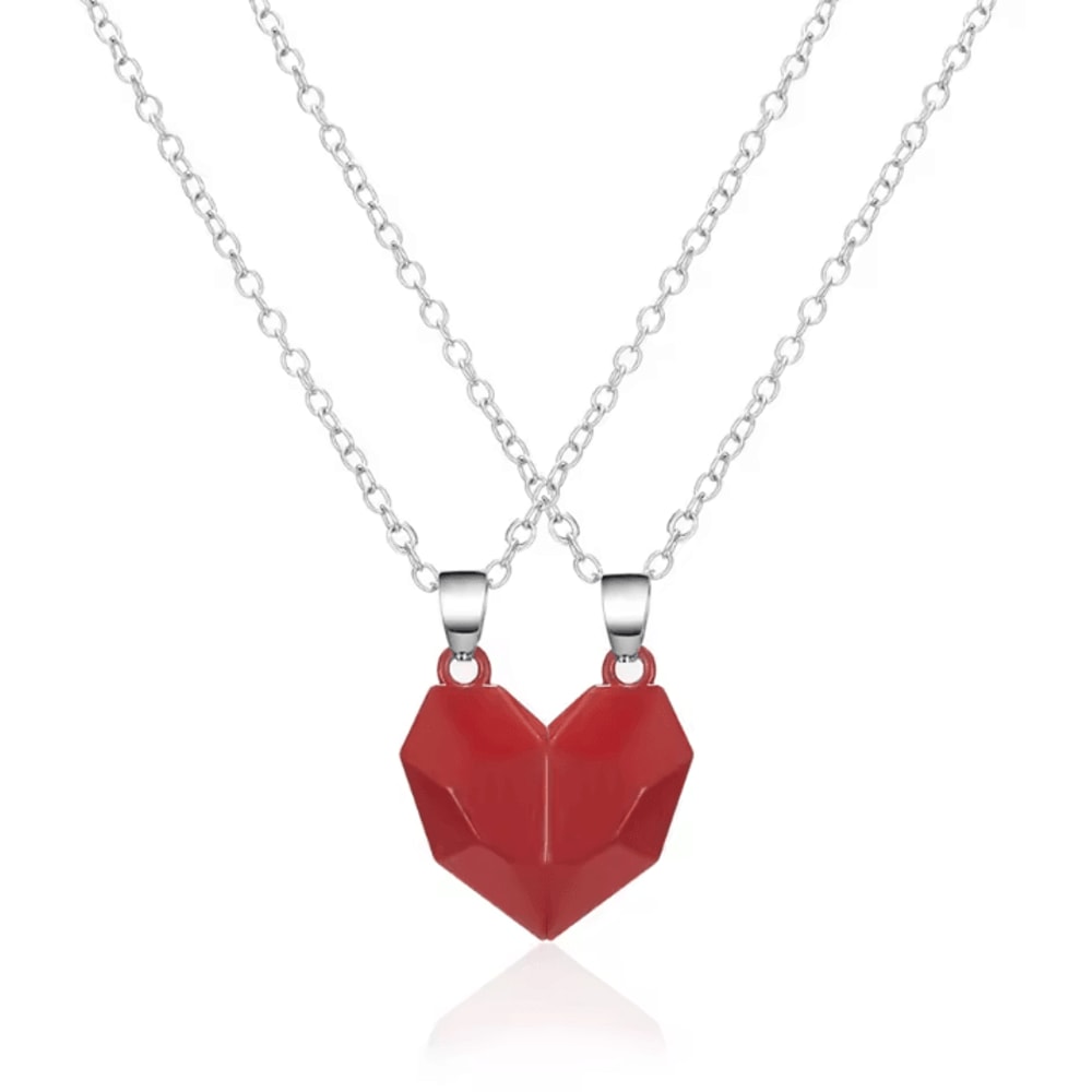 EternalBond 2Piece Magnetic Heart Couple Necklace Silver Love Pendant Set For Valentines Special 8