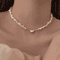 EternaHeart Korean Pearl Chain Magnetic Heart Pendant Necklace Chic Choker Gift For Women Girls 0