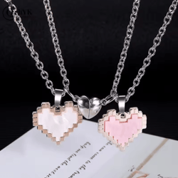 heartmosaic 2-piece magnetic heart necklace – valentines day love pendant jewelry gift
