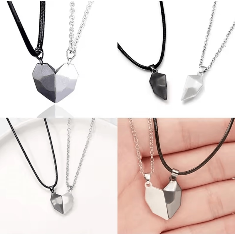 HeartbeatUnion Magnetic Couple Pendant Necklace Electrocardiogram Heart Jewelry Set For Valentines 3