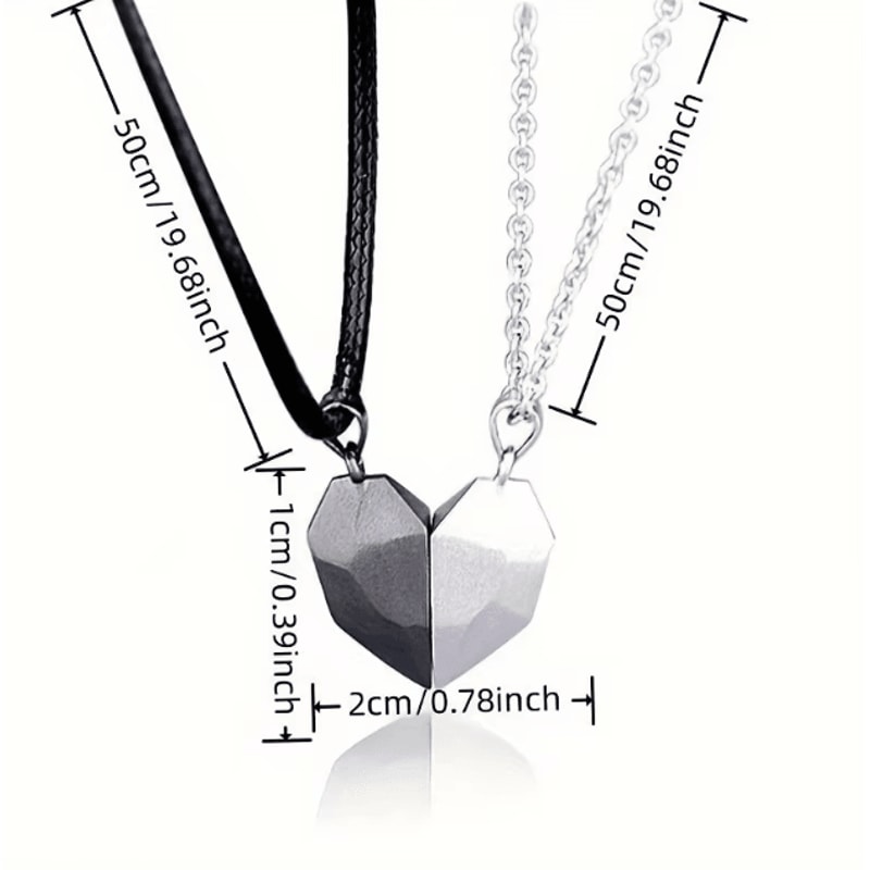 HeartbeatUnion Magnetic Couple Pendant Necklace Electrocardiogram Heart Jewelry Set For Valentines 4