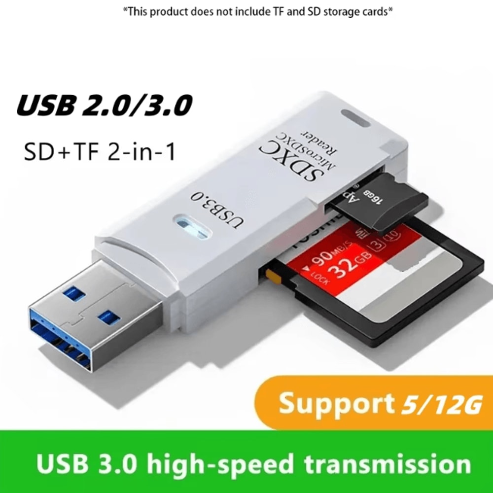 SpeedDock 2in1 USB 30 Card Reader HighSpeed SD TF Memory Adapter For PC Laptop More 0