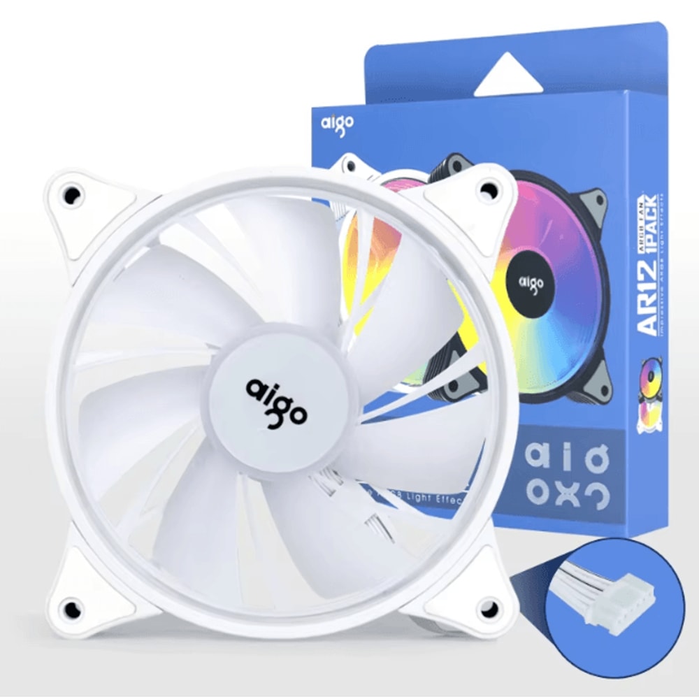 Aigo AR12 120 Mm ARGB PC Case Fan Adjustable RGB LED Cooling Fan With 6Pin Connector 1