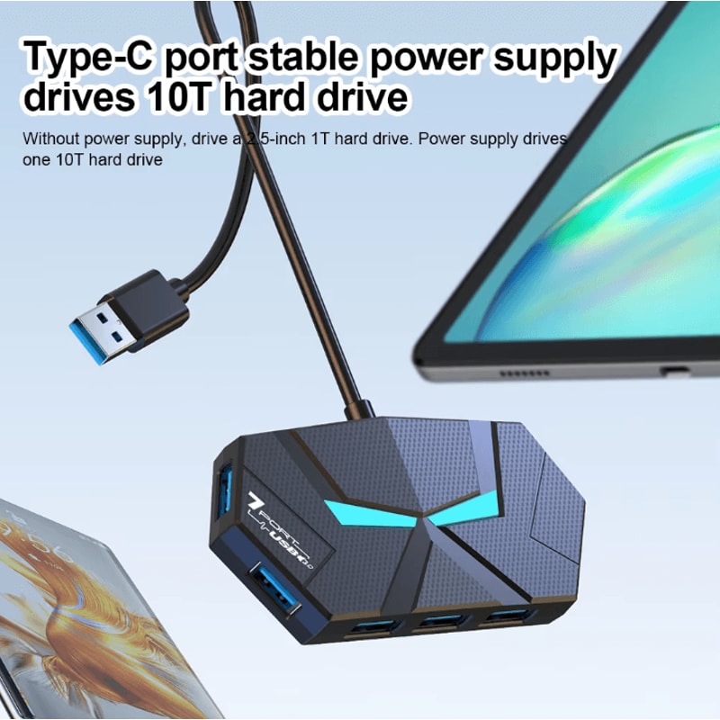 SpeedStation 7Port USB 30 Hub HighSpeed PD Power Supply USB Docking Station Adapter 2