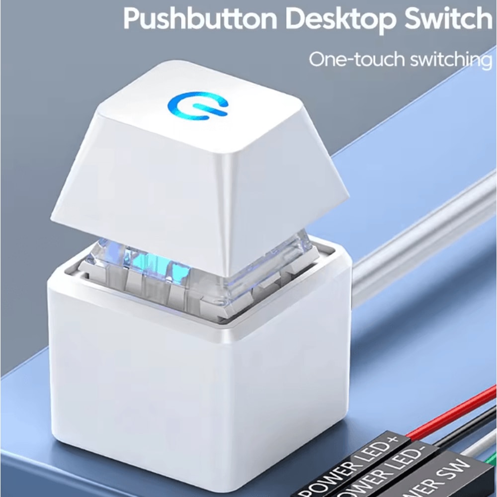 ProSwitch LED External PC Power Button 2 M Desktop Computer OnOff Switch With Colorful LED 2