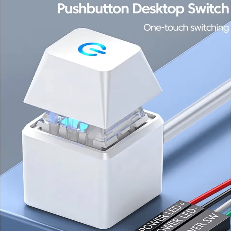 ProSwitch LED External PC Power Button 2 M Desktop Computer OnOff Switch With Colorful LED 2