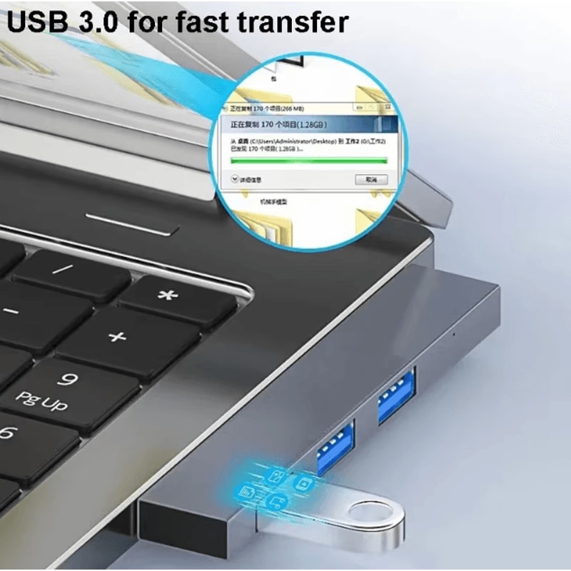 FlexiConnect USBC 30 4Port Hub MultiSplitter OTG Adapter For TypeC Laptops PCs 1