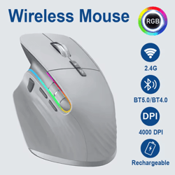 multi-device wireless mouse bluetooth 5.0 & 3.0 mouse 2.4g wireless portable optical mouse ergonomic right hand compute