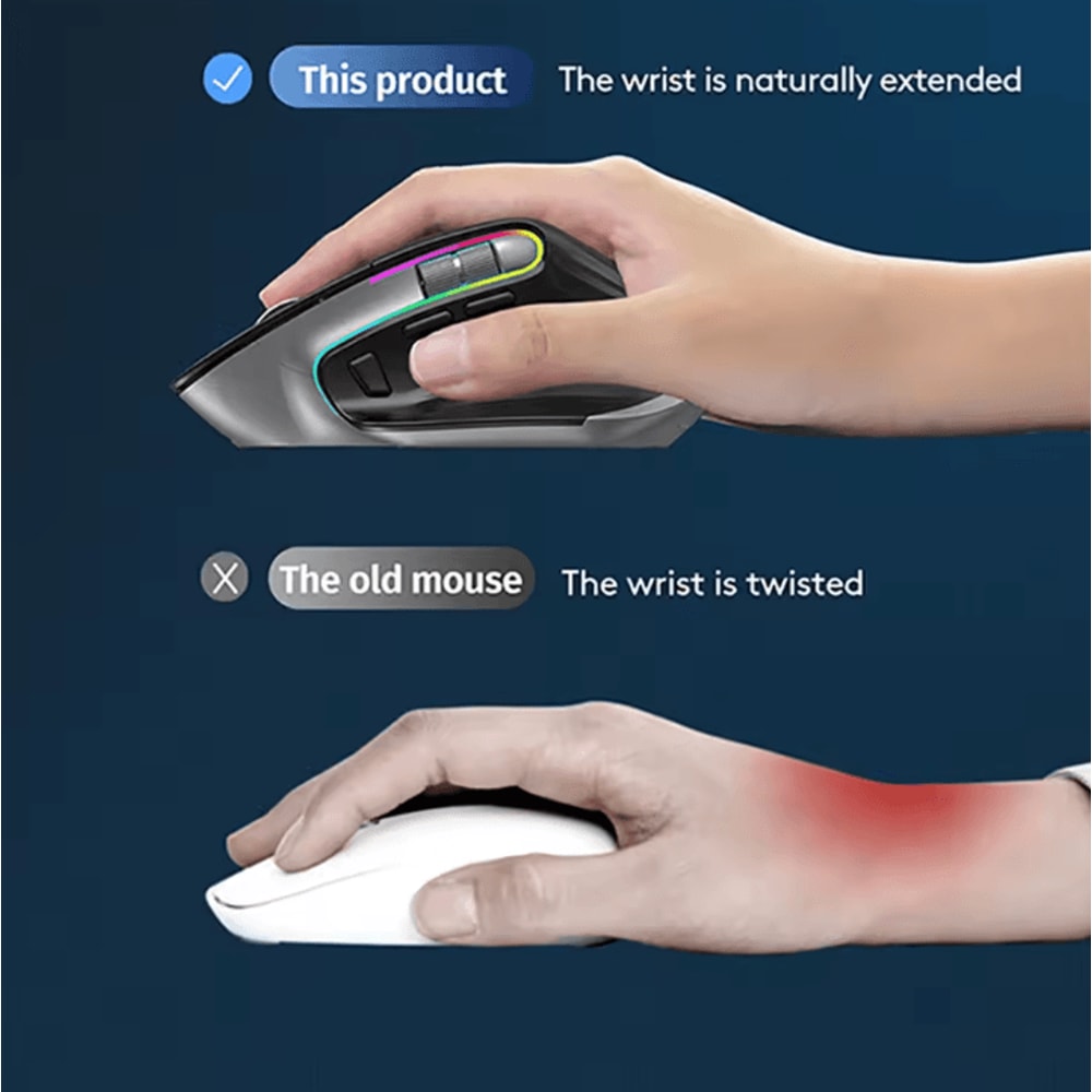 MultiDevice Wireless Mouse Bluetooth 50 30 Mouse 24G Wireless Portable Optical Mouse Ergonomic Rig 2