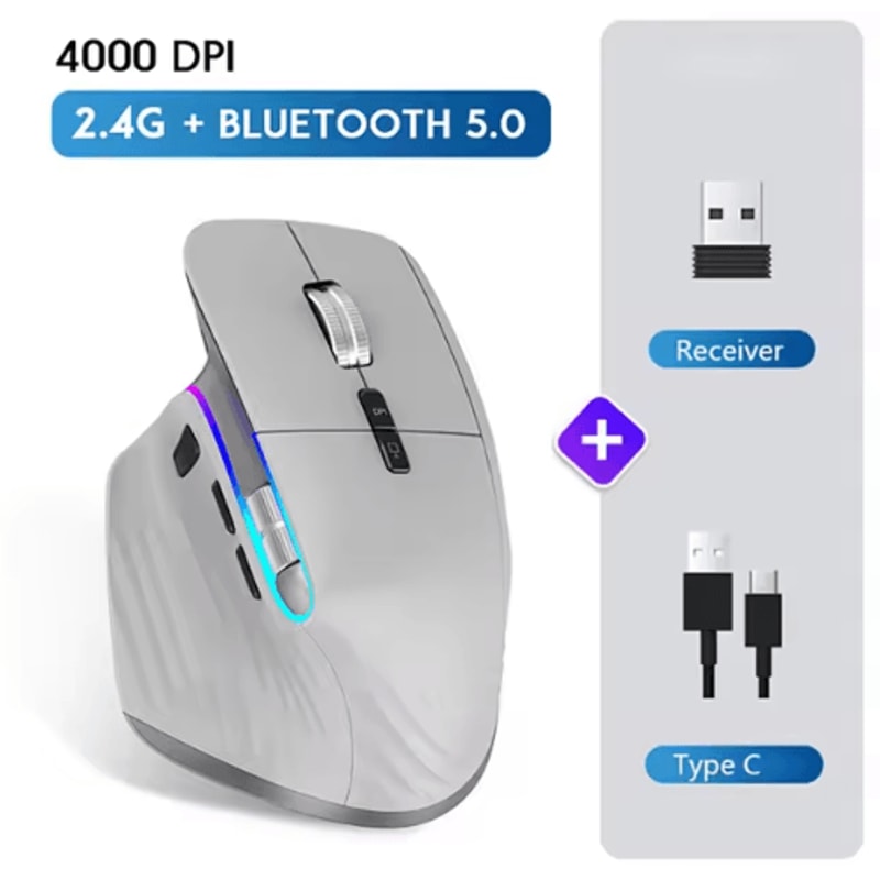 MultiDevice Wireless Mouse Bluetooth 50 30 Mouse 24G Wireless Portable Optical Mouse Ergonomic Rig 6