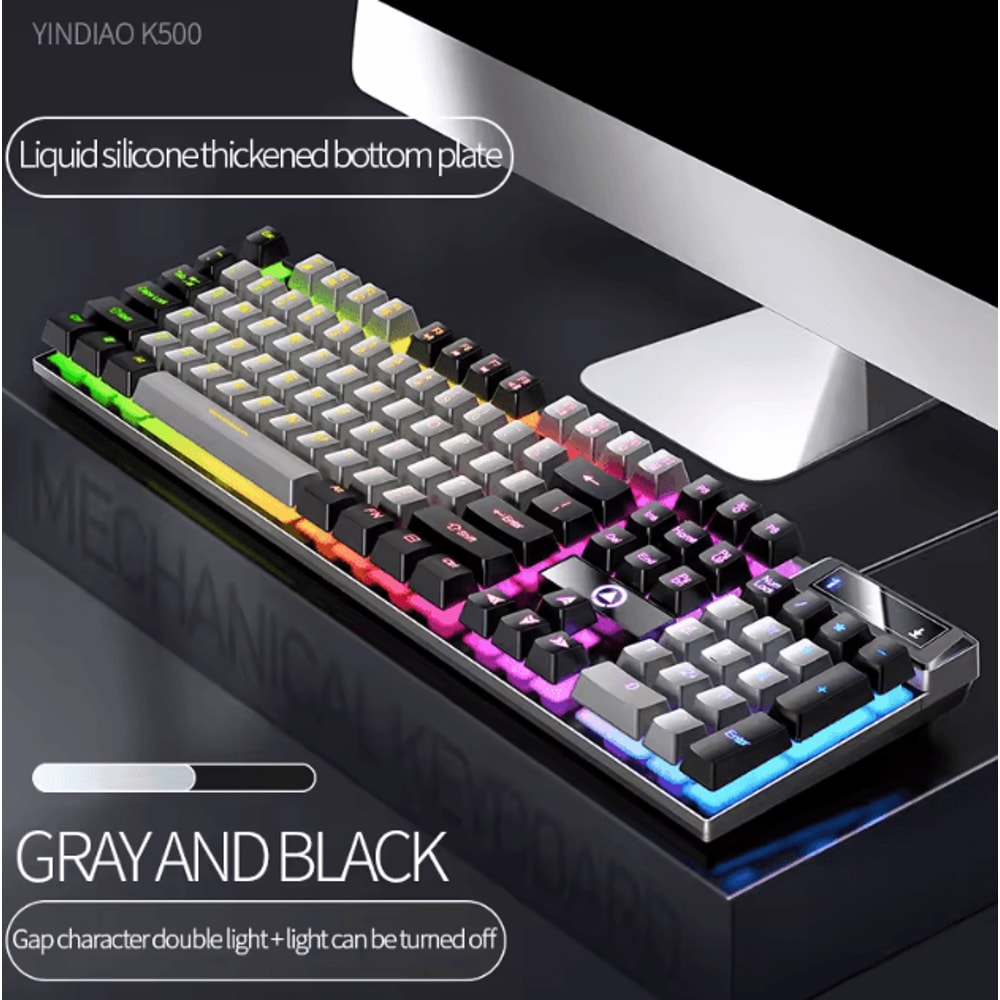 EliteStrike 104Key Wired Backlit Gaming Keyboard MechanicalFeel RGB Color Matching For PC Laptop 14