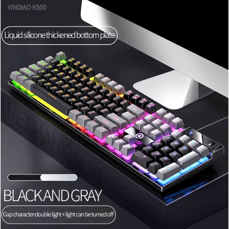 EliteStrike 104Key Wired Backlit Gaming Keyboard MechanicalFeel RGB Color Matching For PC Laptop 15