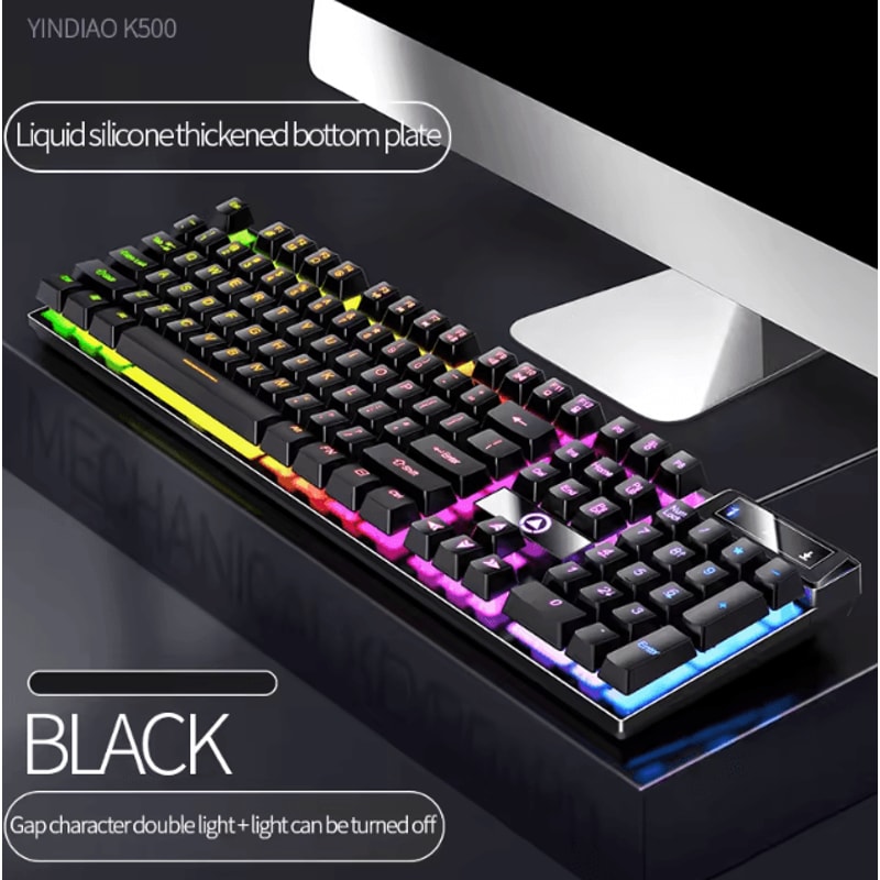 EliteStrike 104Key Wired Backlit Gaming Keyboard MechanicalFeel RGB Color Matching For PC Laptop 16