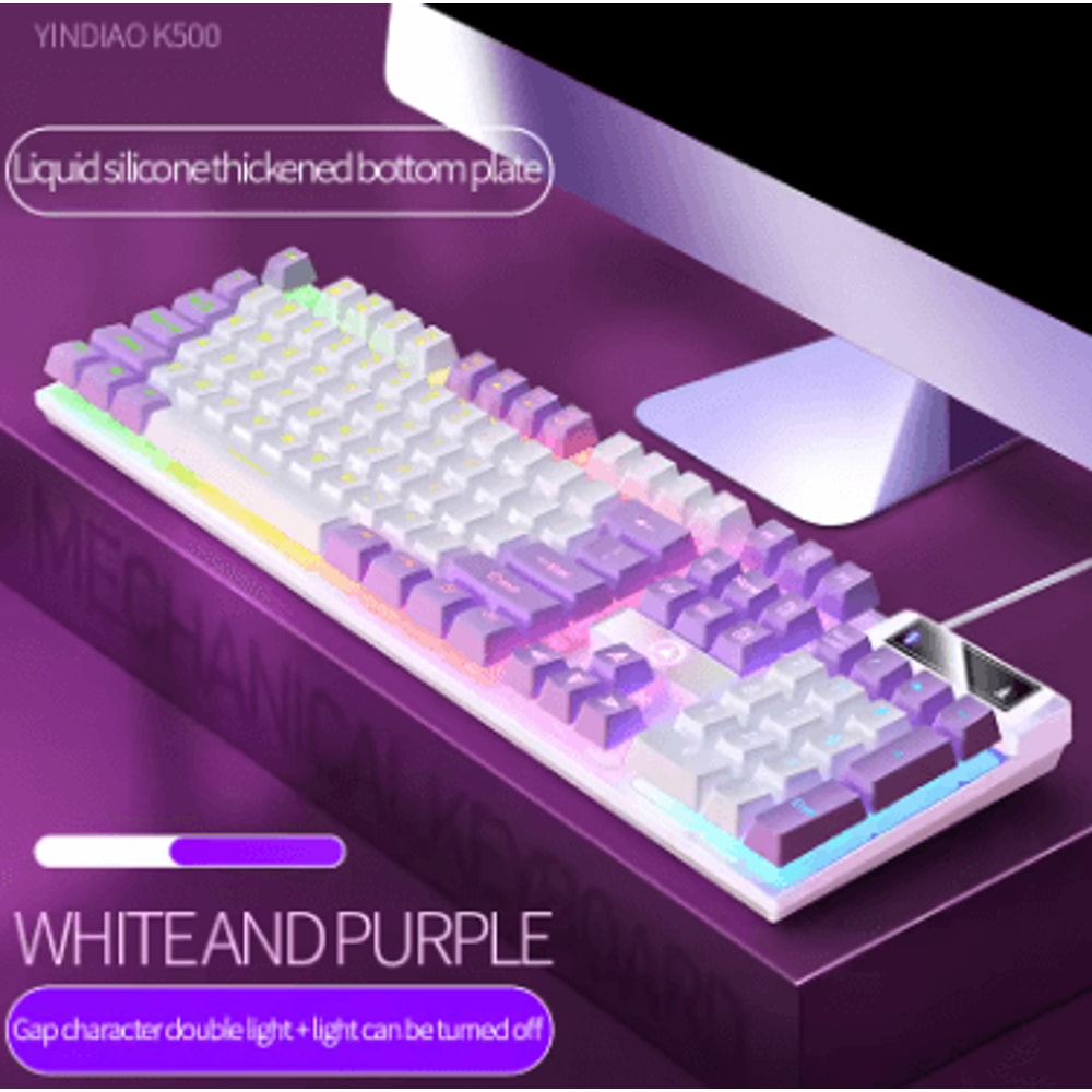 EliteStrike 104Key Wired Backlit Gaming Keyboard MechanicalFeel RGB Color Matching For PC Laptop 12